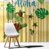Aloha Turtle Family on The Beach Window Curtain with Hawaiian Colorful Plumeria LT03 - Polynesian Pride