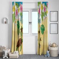 Aloha Turtle Family on The Beach Window Curtain with Hawaiian Colorful Plumeria LT03 - Polynesian Pride