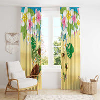 Aloha Turtle Family on The Beach Window Curtain with Hawaiian Colorful Plumeria LT03 - Polynesian Pride