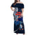 New Zealand Waitangi Family Matching Off Shoulder Maxi Dress and Hawaiian Shirt Te Ra O Waitangi Maori Kiwis Bird LT03 Mom's Dress Blue - Polynesian Pride