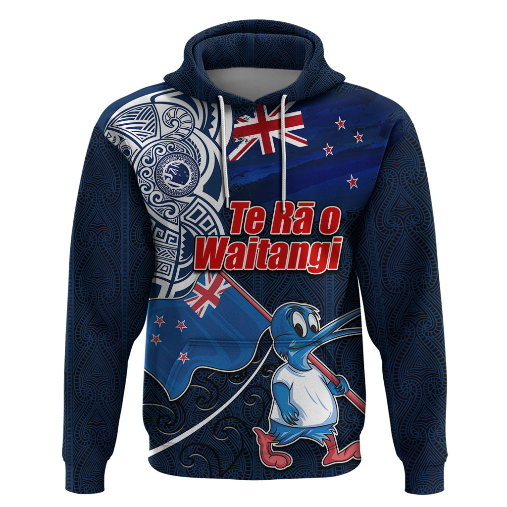 New Zealand Waitangi Hoodie Te Ra O Waitangi Maori Kiwis Bird LT03 Pullover Hoodie Blue - Polynesian Pride