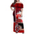 Maori Waitangi Family Matching Off Shoulder Maxi Dress and Hawaiian Shirt Hei-tiki Koru with Tino Rangatiratanga Maori Flag LT03 Mom's Dress Red - Polynesian Pride