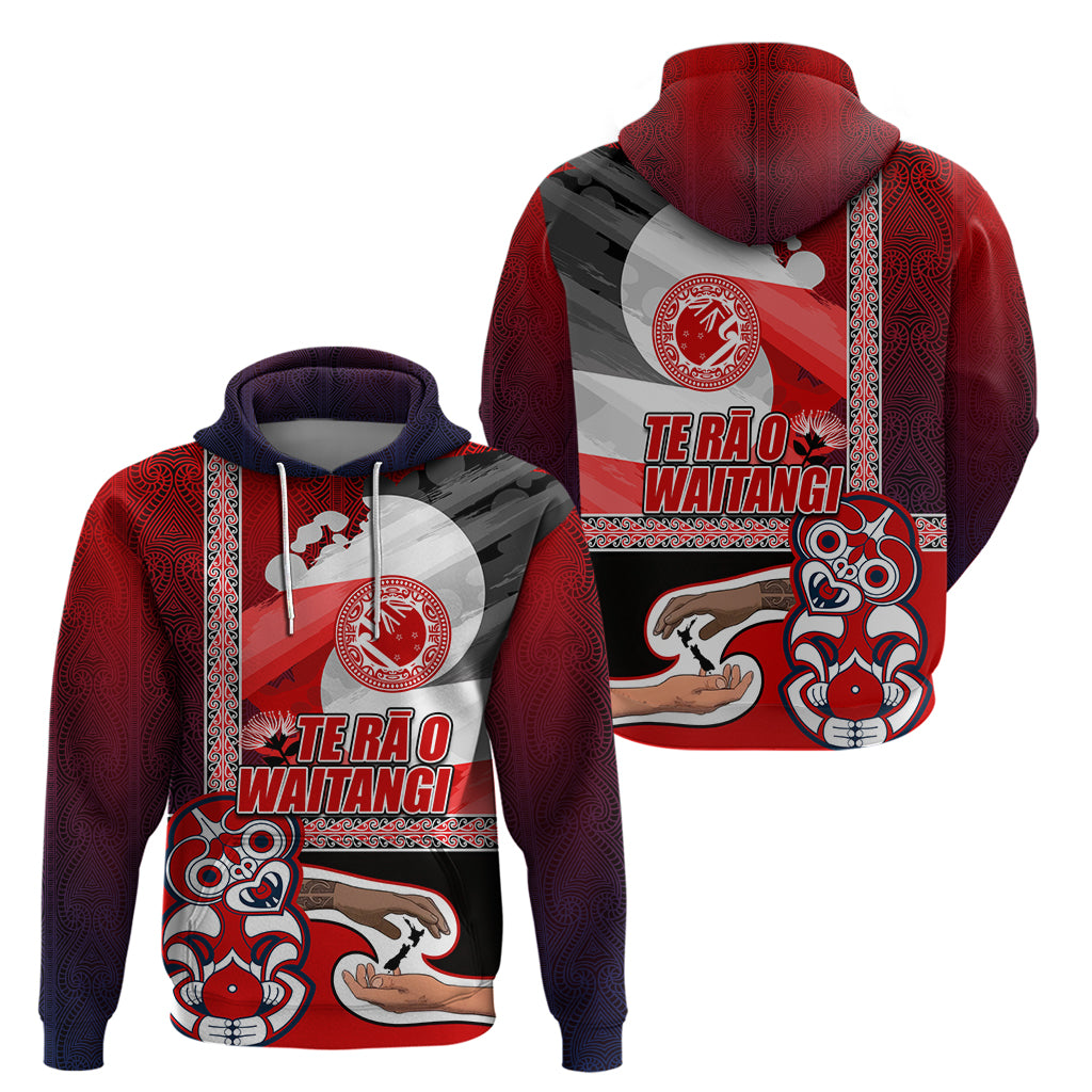 Maori Waitangi Hoodie Hei-tiki Koru with Tino Rangatiratanga Maori Flag LT03 - Polynesian Pride