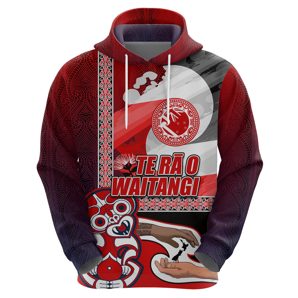 Maori Waitangi Hoodie Hei-tiki Koru with Tino Rangatiratanga Maori Flag LT03 - Polynesian Pride