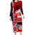 Maori Waitangi Long Sleeve Bodycon Dress Hei-tiki Koru with Tino Rangatiratanga Maori Flag LT03 Long Dress Red - Polynesian Pride