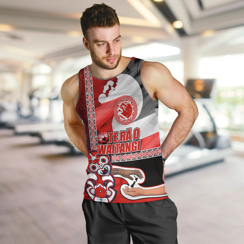 Maori Waitangi Men Tank Top Hei-tiki Koru with Tino Rangatiratanga Maori Flag LT03 Red - Polynesian Pride