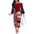 Maori Waitangi Off The Shoulder Long Sleeve Dress Hei-tiki Koru with Tino Rangatiratanga Maori Flag LT03 Women Red - Polynesian Pride