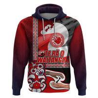 Maori Waitangi Zip Hoodie Hei-tiki Koru with Tino Rangatiratanga Maori Flag LT03 Pullover Hoodie Red - Polynesian Pride