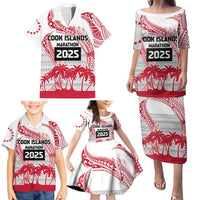 Cook Islands Marathon 2025-Pursuit in Paradise Family Matching Puletasi and Hawaiian Shirt Red Color
