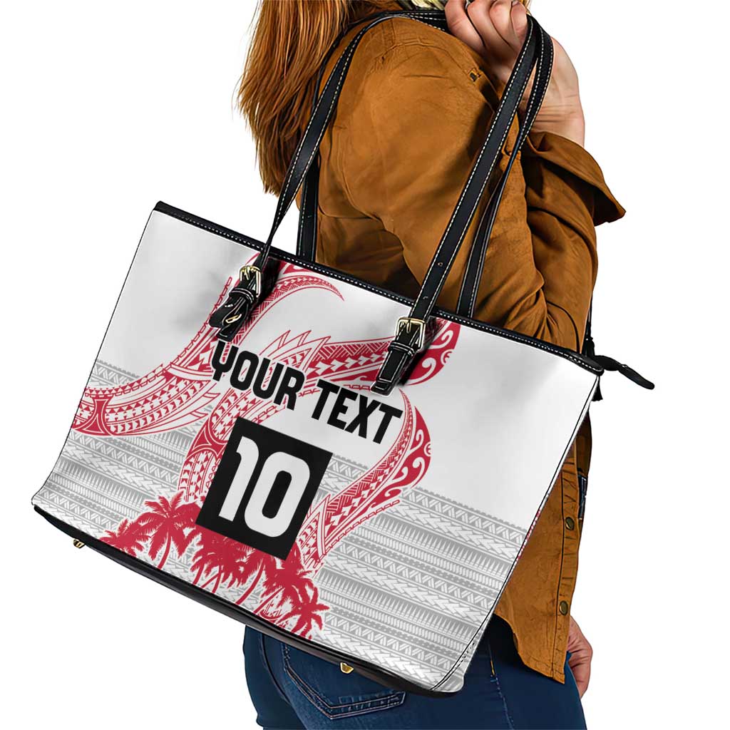 Cook Islands Marathon 2025-Pursuit in Paradise Leather Tote Bag Red Color