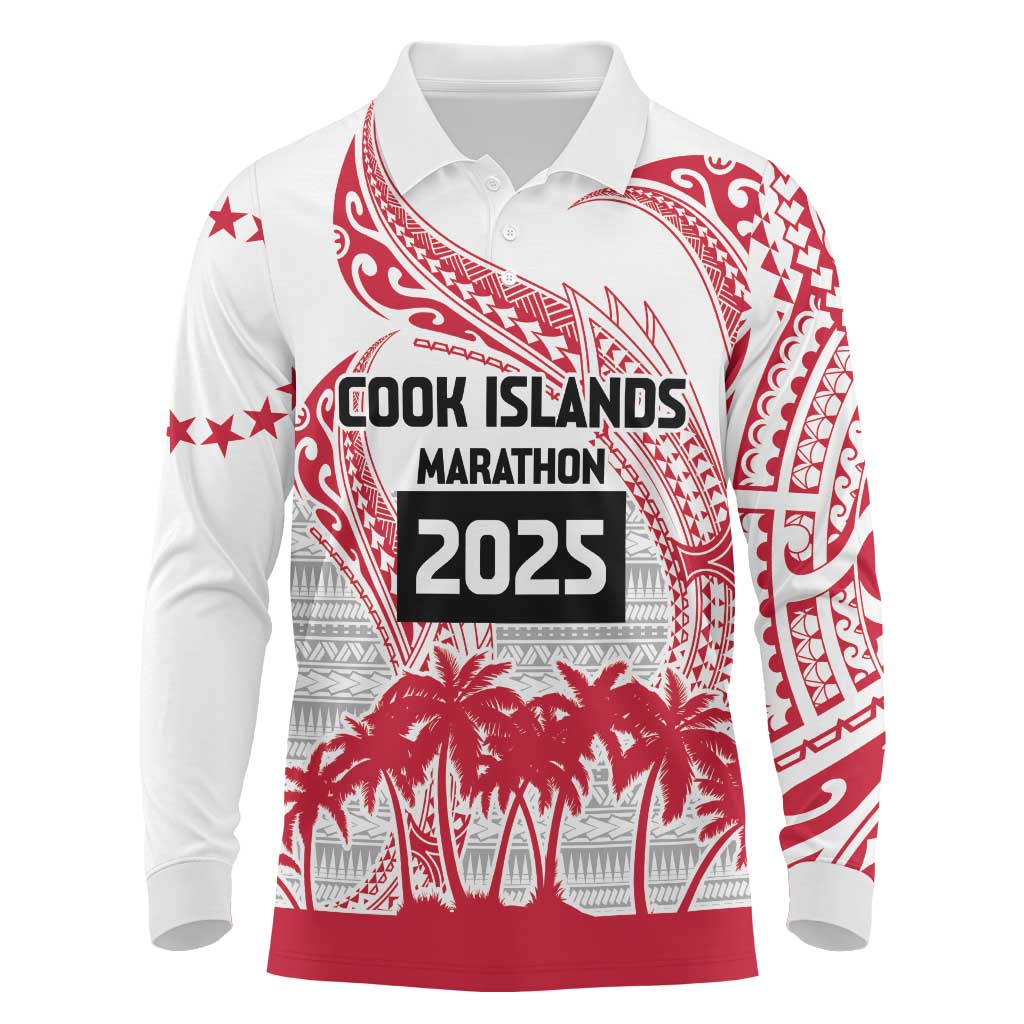 Cook Islands Marathon 2025-Pursuit in Paradise Long Sleeve Polo Shirt Red Color