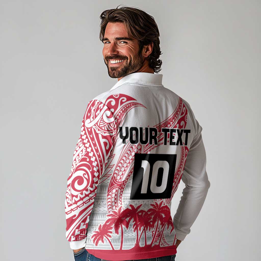 Cook Islands Marathon 2025-Pursuit in Paradise Long Sleeve Polo Shirt Red Color