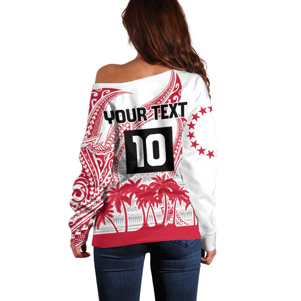 Cook Islands Marathon 2025-Pursuit in Paradise Off Shoulder Sweater Red Color