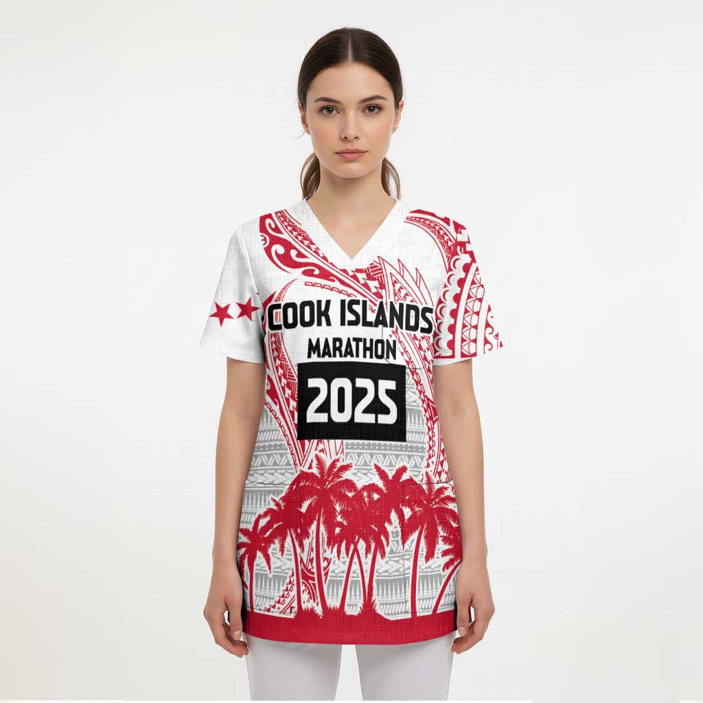 Cook Islands Marathon 2025-Pursuit in Paradise Scrub Top Red Color - Polynesian Pride