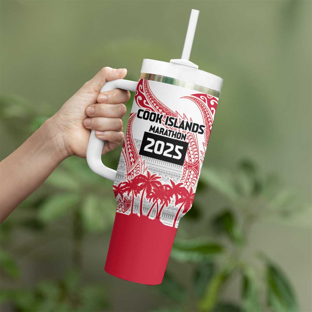Cook Islands Marathon 2025-Pursuit in Paradise Tumbler With Handle Red Color LT03 - Polynesian Pride