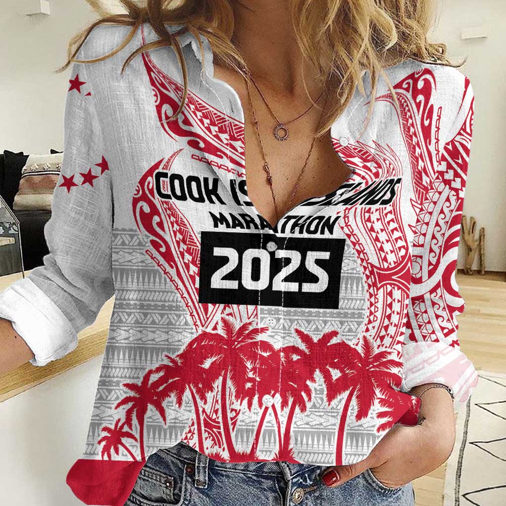 Cook Islands Marathon 2025-Pursuit in Paradise Women Casual Shirt Red Color