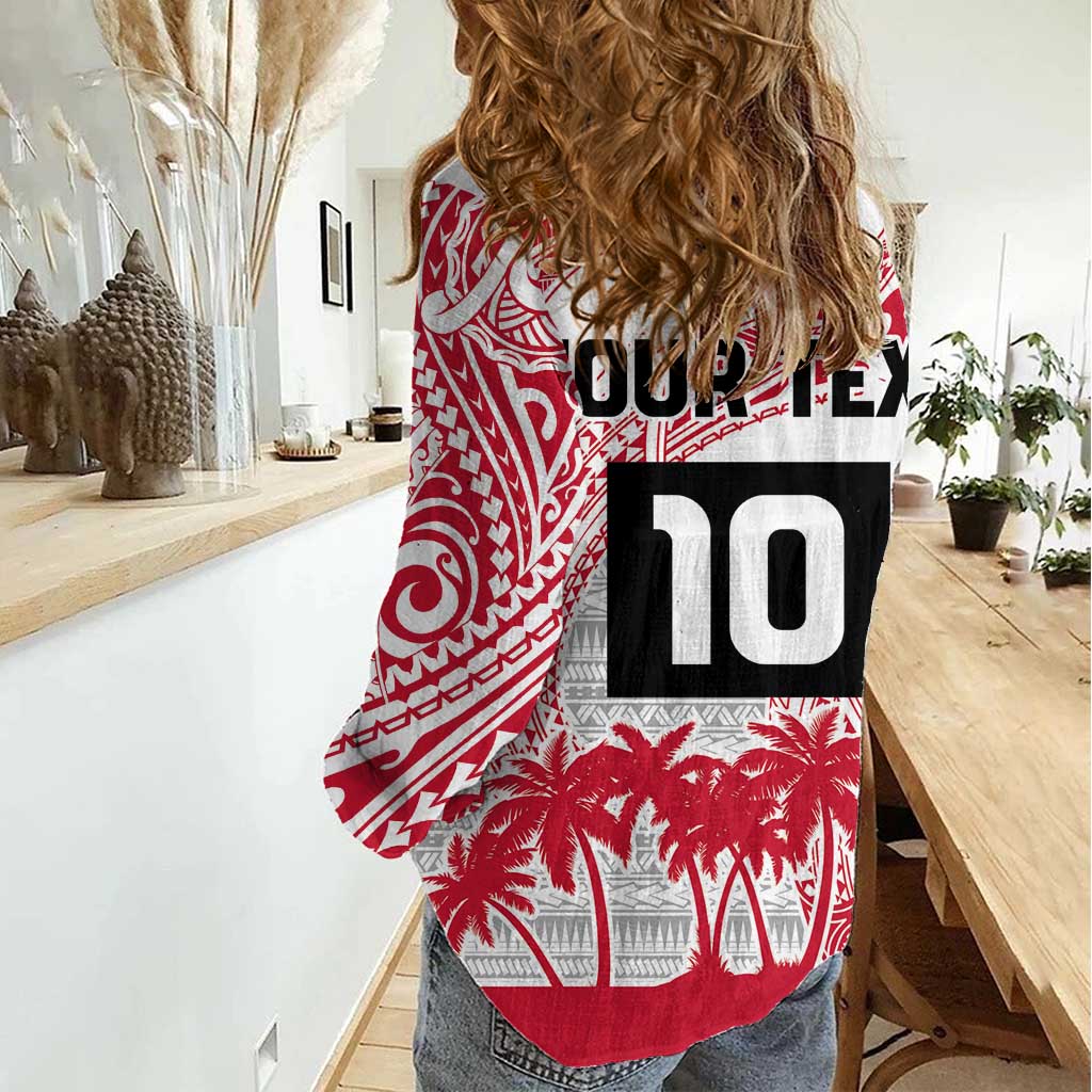 Cook Islands Marathon 2025-Pursuit in Paradise Women Casual Shirt Red Color