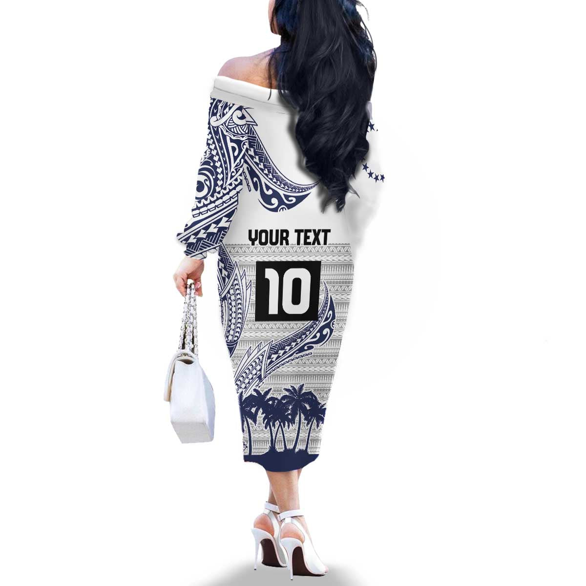 Cook Islands Marathon 2025-Pursuit in Paradise Family Matching Off The Shoulder Long Sleeve Dress and Hawaiian Shirt Blue Color