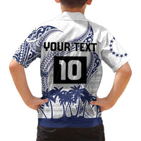 Cook Islands Marathon 2025-Pursuit in Paradise Family Matching Off Shoulder Short Dress and Hawaiian Shirt Blue Color