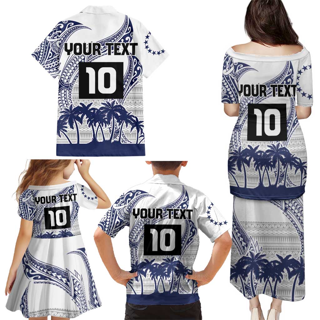 Cook Islands Marathon 2025-Pursuit in Paradise Family Matching Puletasi and Hawaiian Shirt Blue Color