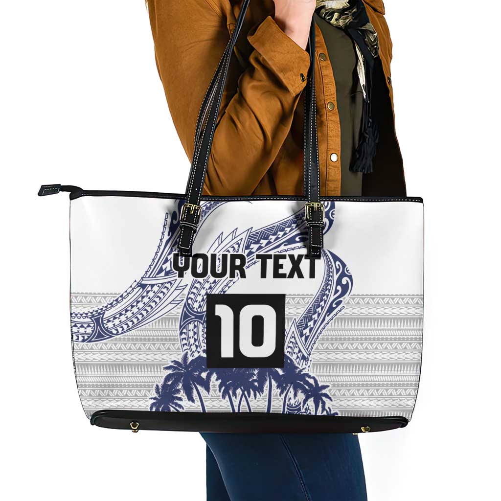 Cook Islands Marathon 2025-Pursuit in Paradise Leather Tote Bag Blue Color LT03 - Polynesian Pride
