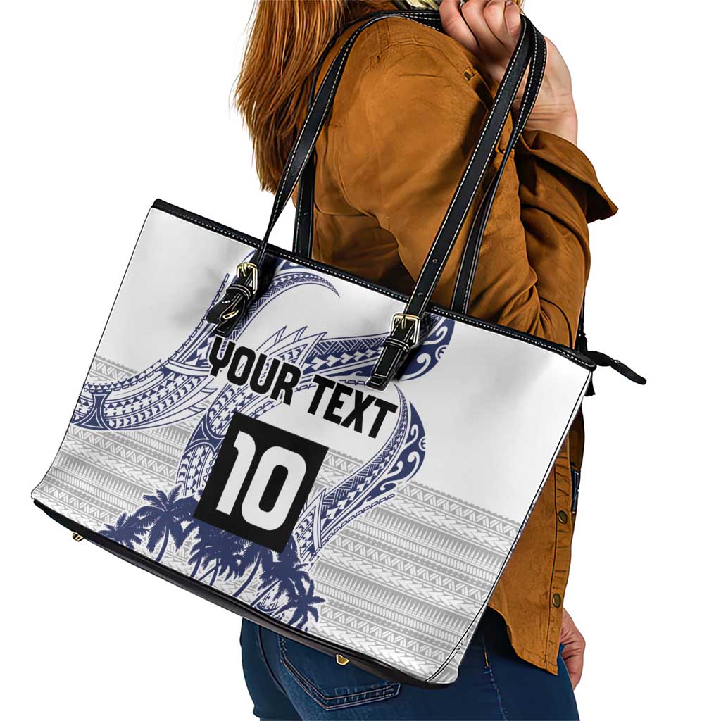 Cook Islands Marathon 2025-Pursuit in Paradise Leather Tote Bag Blue Color LT03 - Polynesian Pride