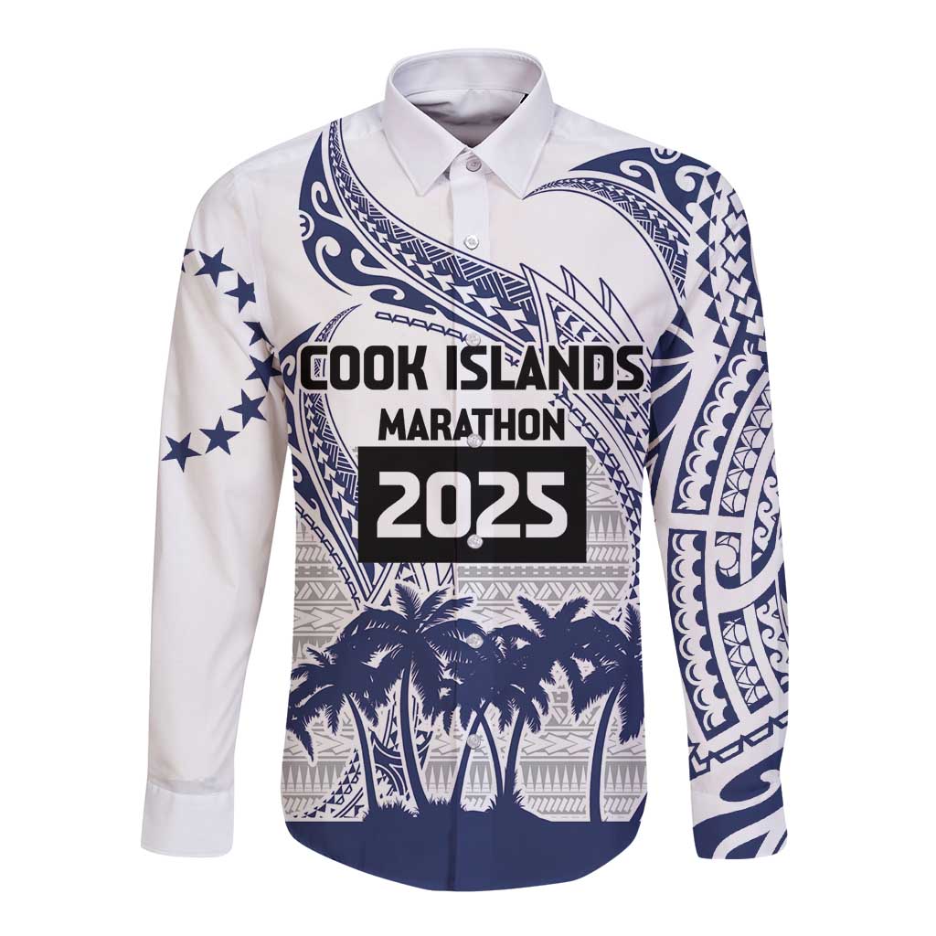 Cook Islands Marathon 2025-Pursuit in Paradise Long Sleeve Button Shirt Blue Color LT03 Unisex Blue - Polynesian Pride