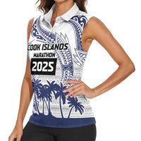 Cook Islands Marathon 2025-Pursuit in Paradise Women Sleeveless Polo Shirt Blue Color