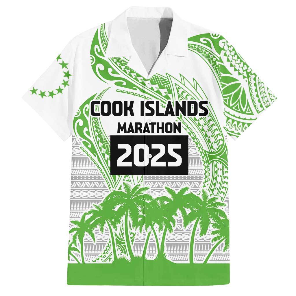 Cook Islands Marathon 2025-Pursuit in Paradise Family Matching Long Sleeve Bodycon Dress and Hawaiian Shirt Green Color
