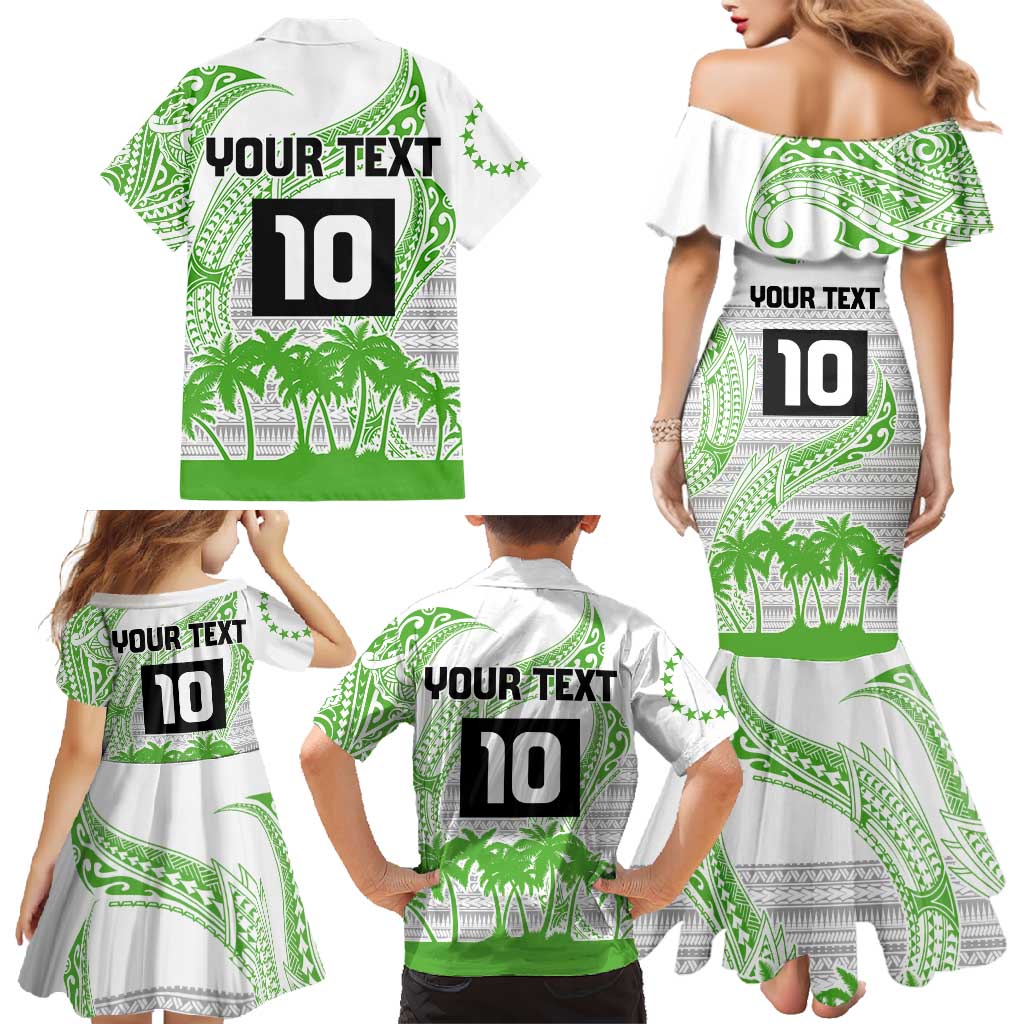 Cook Islands Marathon 2025-Pursuit in Paradise Family Matching Mermaid Dress and Hawaiian Shirt Green Color