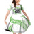 Cook Islands Marathon 2025-Pursuit in Paradise Family Matching Off Shoulder Short Dress and Hawaiian Shirt Green Color