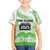 Cook Islands Marathon 2025-Pursuit in Paradise Family Matching Off Shoulder Short Dress and Hawaiian Shirt Green Color