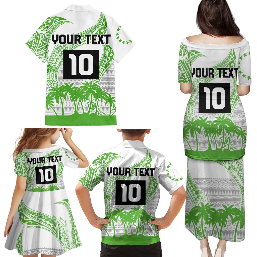Cook Islands Marathon 2025-Pursuit in Paradise Family Matching Puletasi and Hawaiian Shirt Green Color