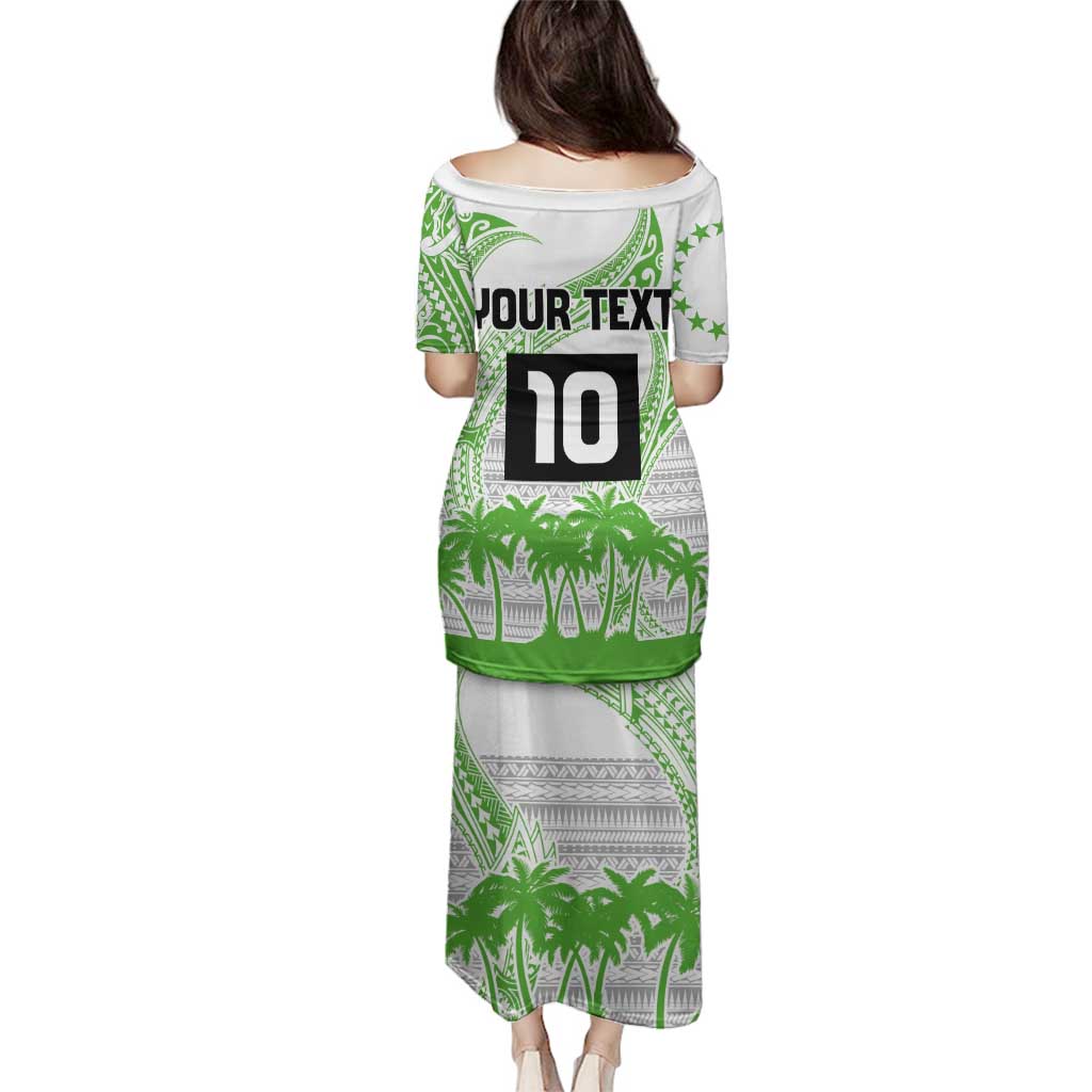 Cook Islands Marathon 2025-Pursuit in Paradise Family Matching Puletasi and Hawaiian Shirt Green Color