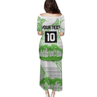Cook Islands Marathon 2025-Pursuit in Paradise Family Matching Puletasi and Hawaiian Shirt Green Color