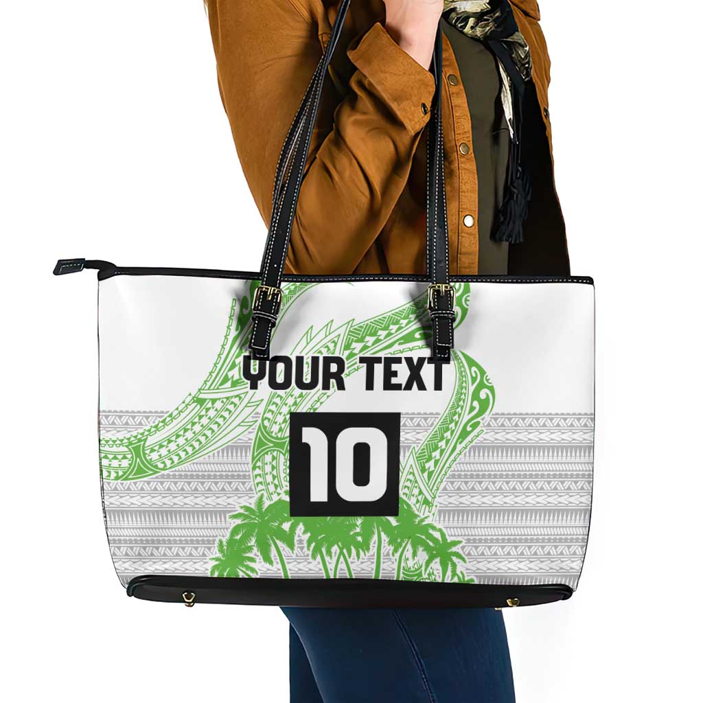 Cook Islands Marathon 2025-Pursuit in Paradise Leather Tote Bag Green Color LT03 - Polynesian Pride