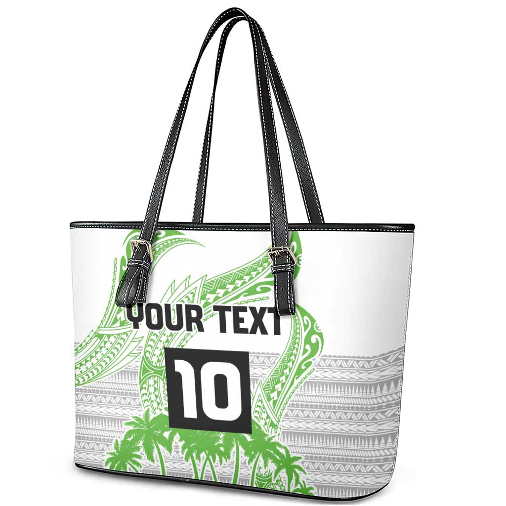 Cook Islands Marathon 2025-Pursuit in Paradise Leather Tote Bag Green Color LT03 - Polynesian Pride
