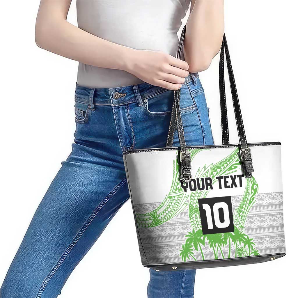Cook Islands Marathon 2025-Pursuit in Paradise Leather Tote Bag Green Color LT03 - Polynesian Pride