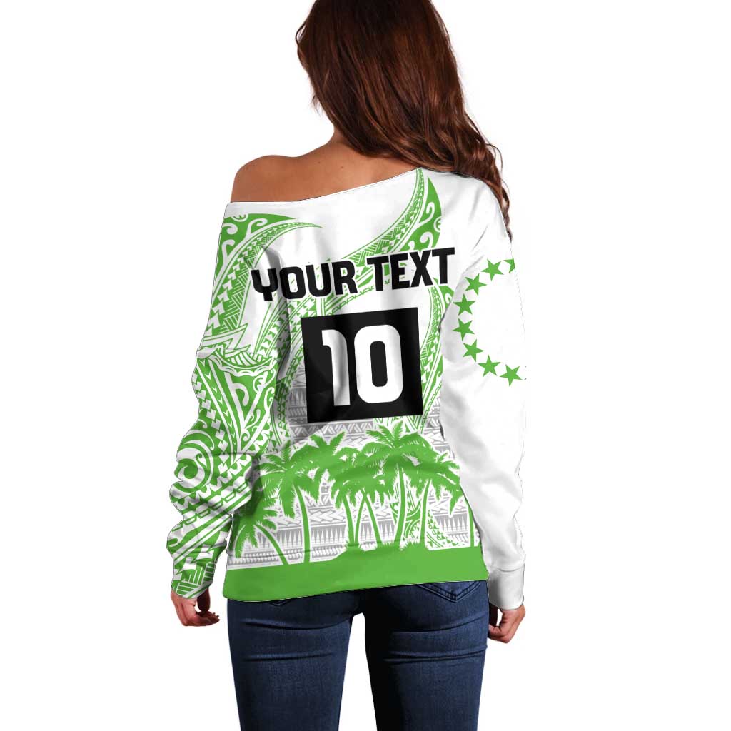 Cook Islands Marathon 2025-Pursuit in Paradise Off Shoulder Sweater Green Color