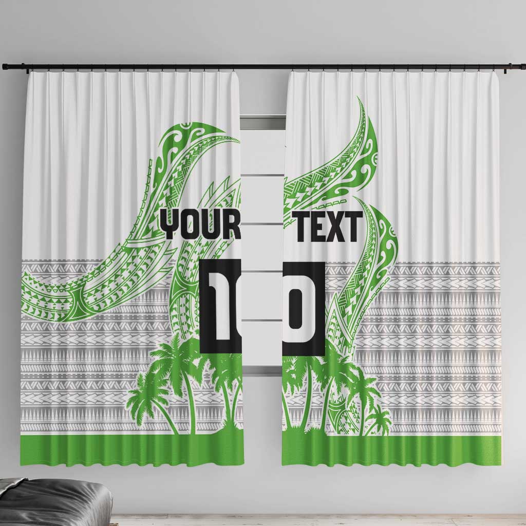 Cook Islands Marathon 2025-Pursuit in Paradise Window Curtain Green Color LT03 With Hooks Green - Polynesian Pride