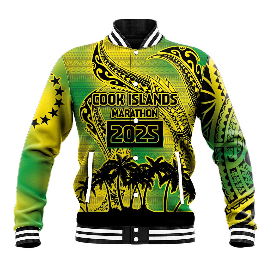 Cook Islands Marathon 2025-Pursuit in Paradise Baseball Jacket Special Edition LT03 Unisex Yellow-Green - Polynesian Pride