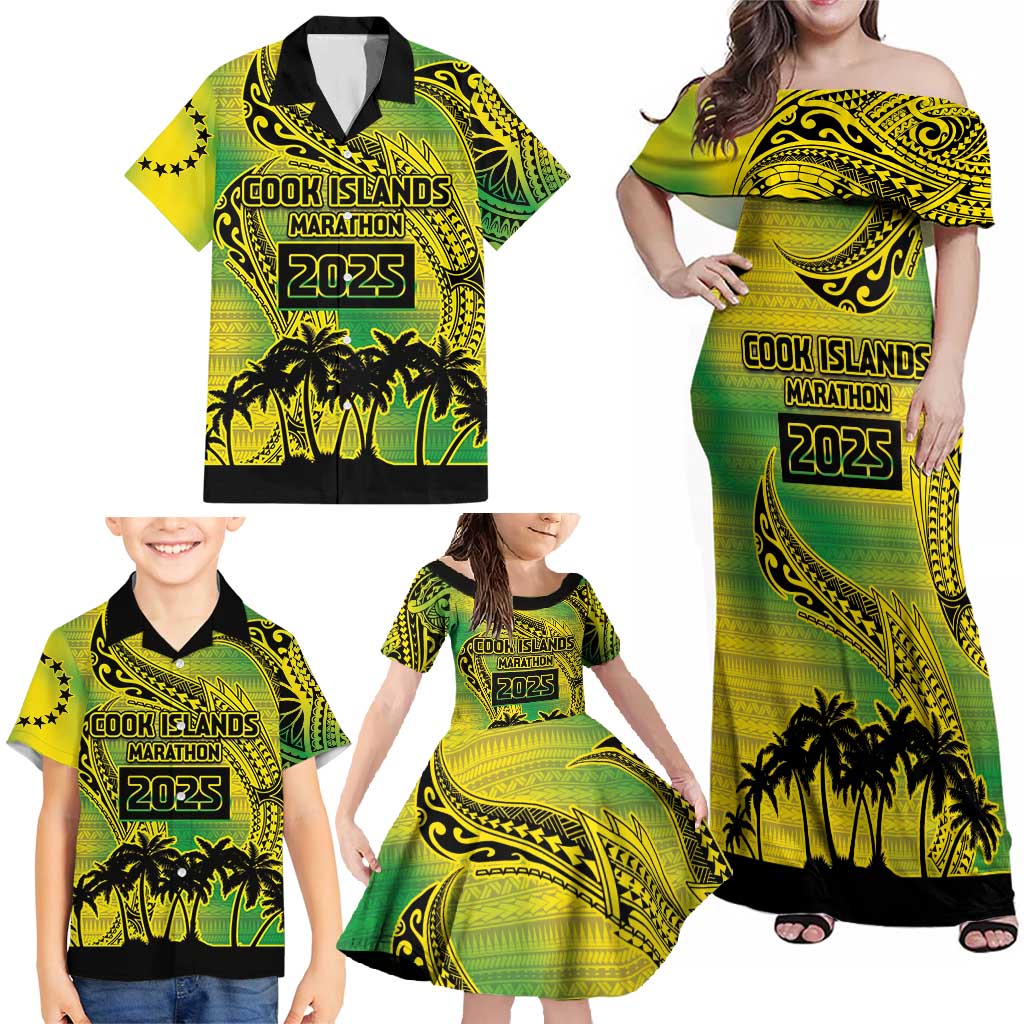 Cook Islands Marathon 2025-Pursuit in Paradise Family Matching Off Shoulder Maxi Dress and Hawaiian Shirt Special Edition