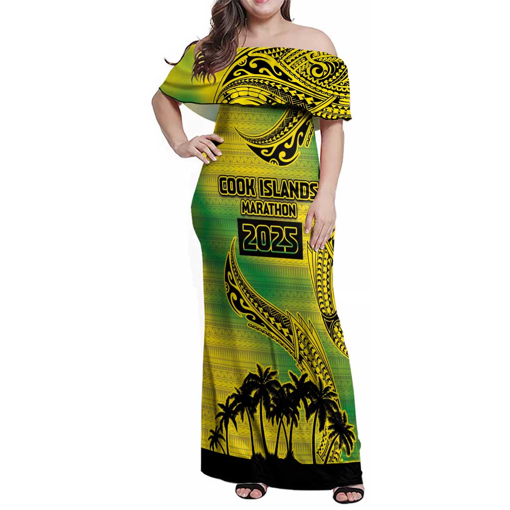 Cook Islands Marathon 2025-Pursuit in Paradise Family Matching Off Shoulder Maxi Dress and Hawaiian Shirt Special Edition