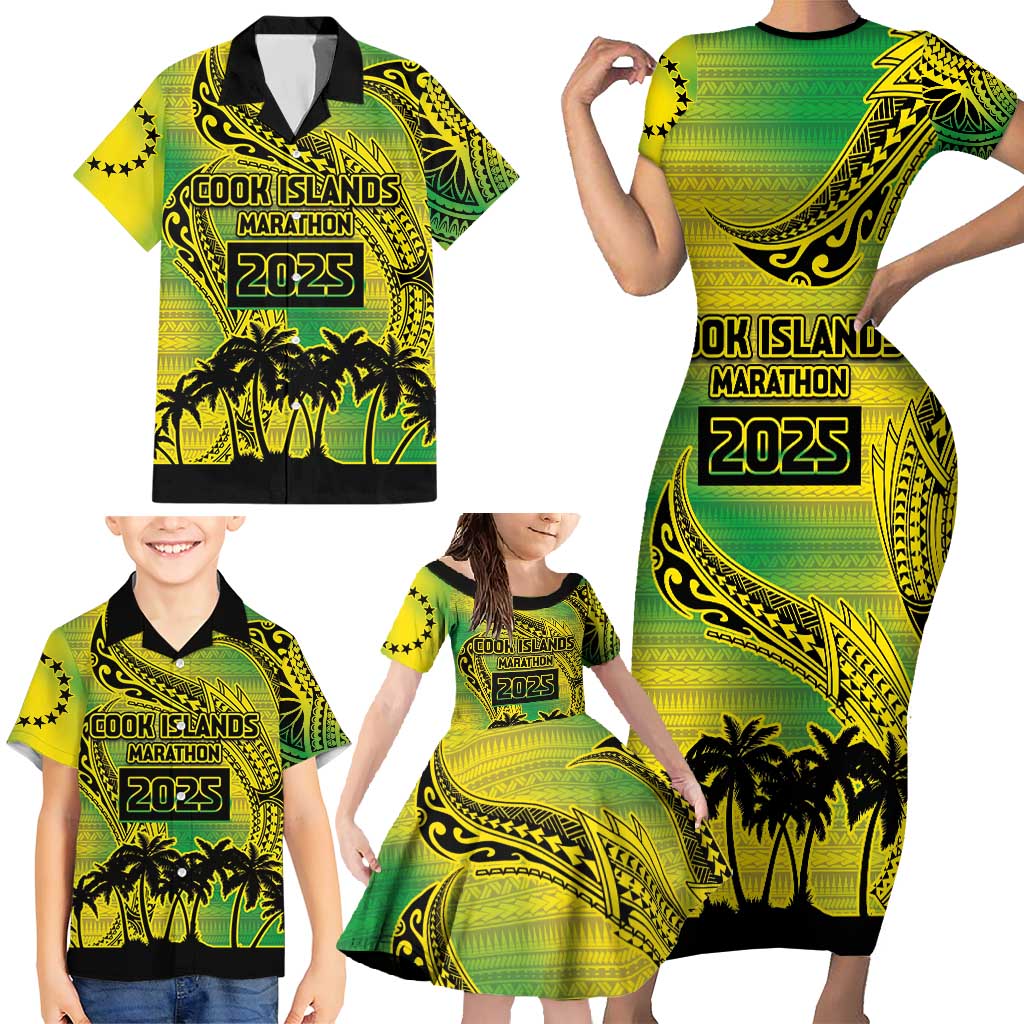 Cook Islands Marathon 2025-Pursuit in Paradise Family Matching Short Sleeve Bodycon Dress and Hawaiian Shirt Special Edition