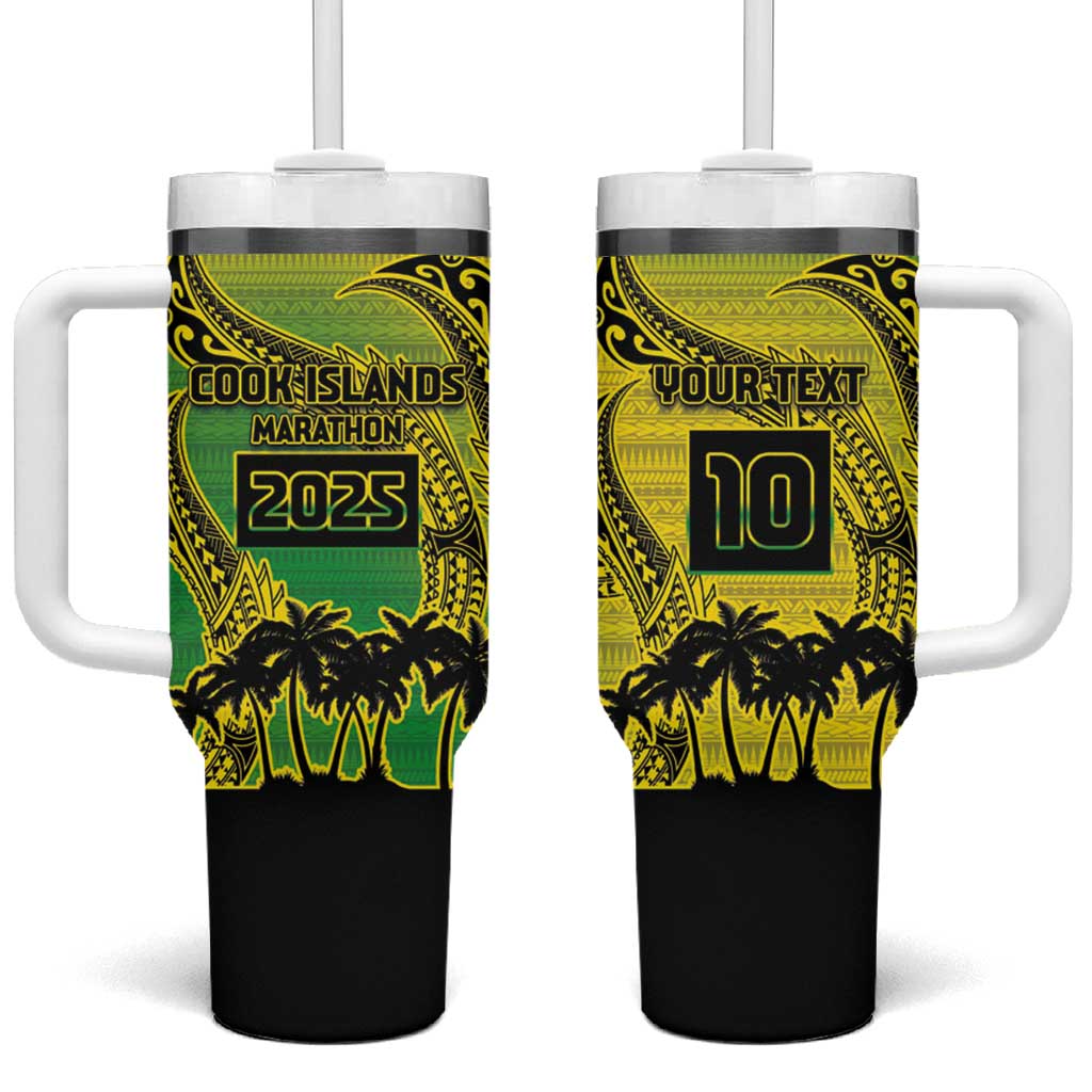 Cook Islands Marathon 2025-Pursuit in Paradise Tumbler With Handle Special Edition LT03 One Size: 40 oz Yellow-Green - Polynesian Pride