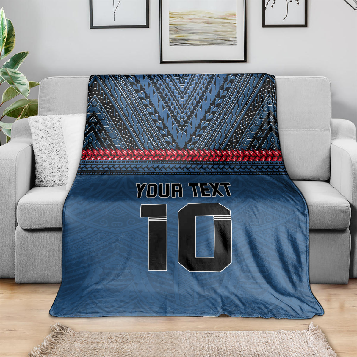 Custom Toa Samoa Rugby Blanket Samoan Warrior Ula Fala Tribal Pattern LT03 - Polynesian Pride