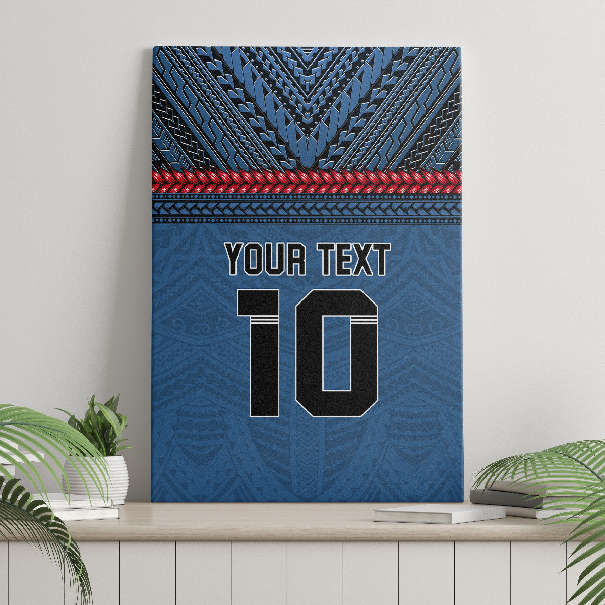 Custom Toa Samoa Rugby Canvas Wall Art Samoan Warrior Ula Fala Tribal Pattern LT03 - Polynesian Pride
