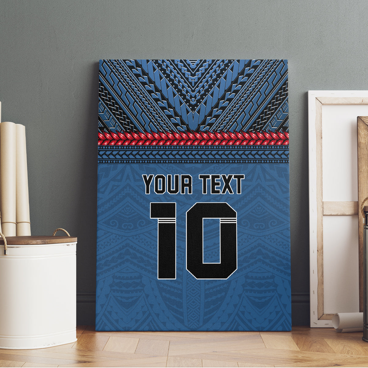 Custom Toa Samoa Rugby Canvas Wall Art Samoan Warrior Ula Fala Tribal Pattern LT03 - Polynesian Pride