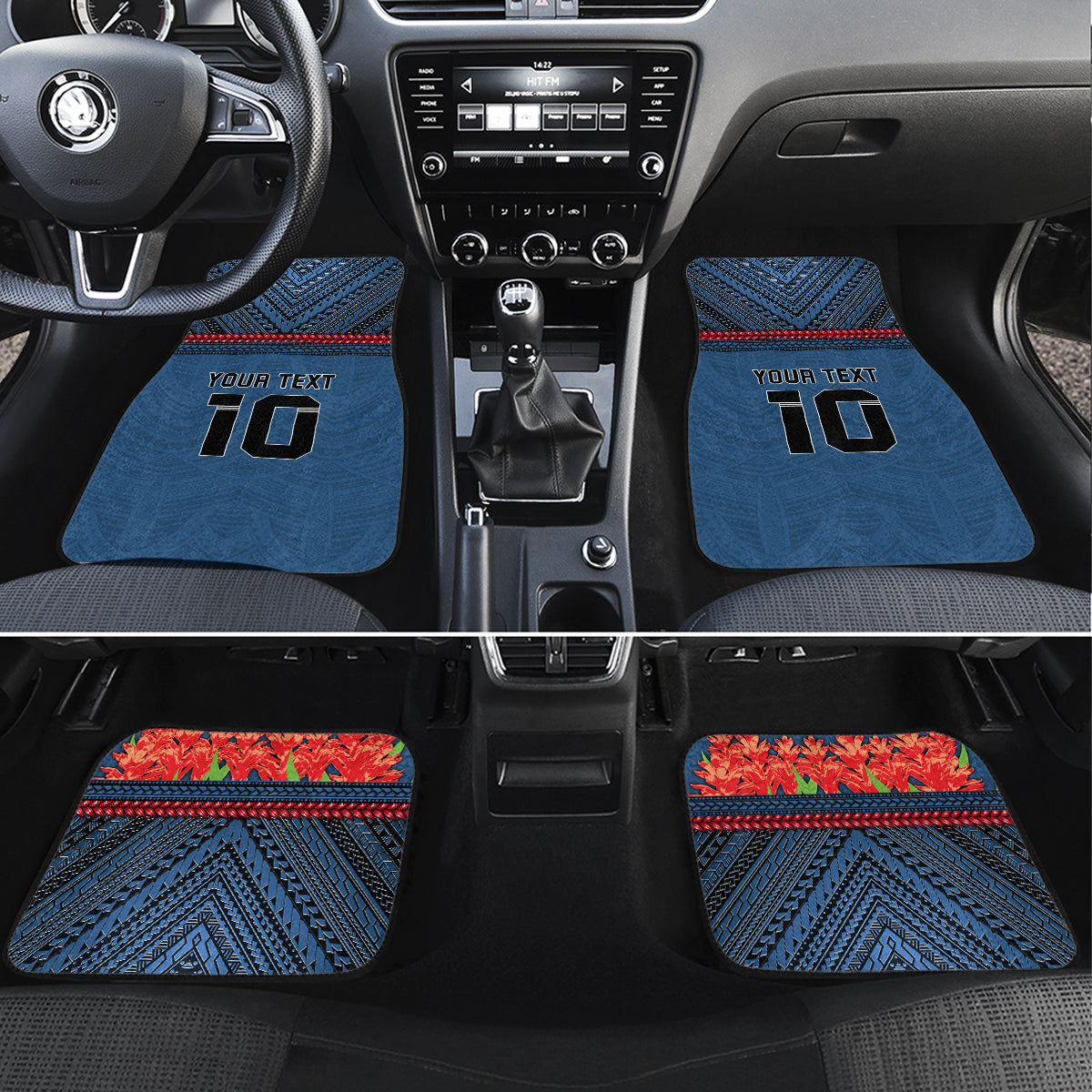 Custom Toa Samoa Rugby Car Mats Samoan Warrior Ula Fala Tribal Pattern LT03 Set 4pcs Blue - Polynesian Pride