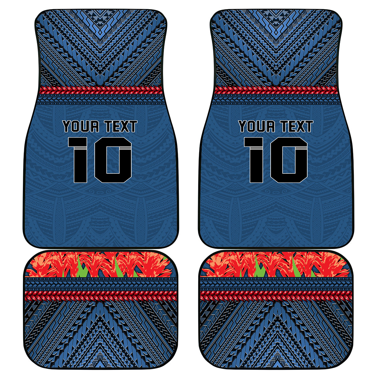 Custom Toa Samoa Rugby Car Mats Samoan Warrior Ula Fala Tribal Pattern LT03 - Polynesian Pride